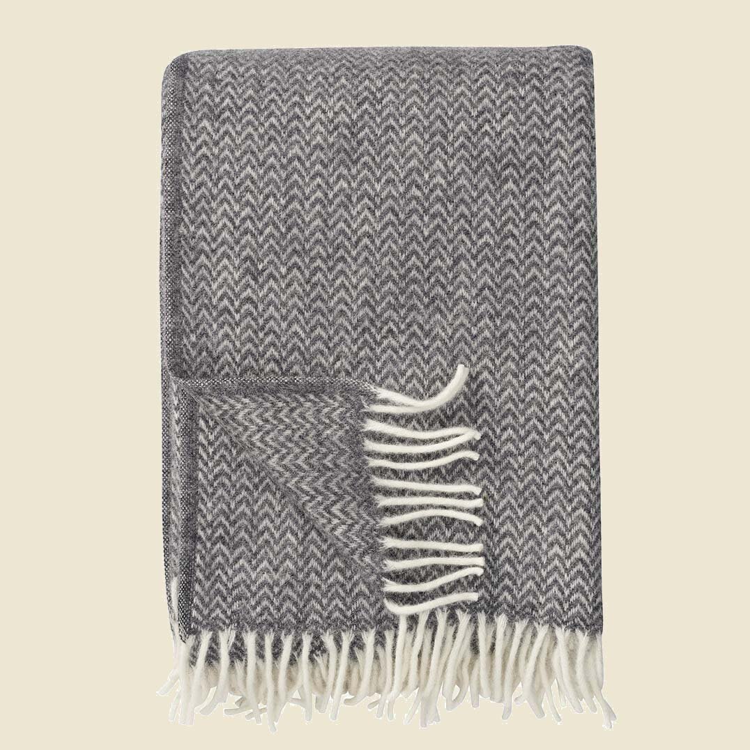 Klippan Chevron Luxus-Wolldecke Grau